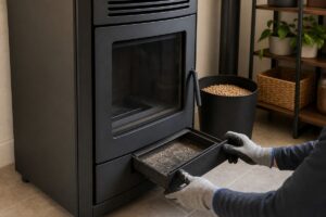 Poele a granules controle du cendrier