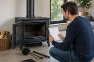 Poêle à bois ancien qui fume : le test utile avant une réparation
